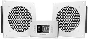AC Infinity AIRPLATE T8 White, Quiet Cooling Dual-Fan System 6" with Thermostat Control, for Home Theater AV Cabinets
