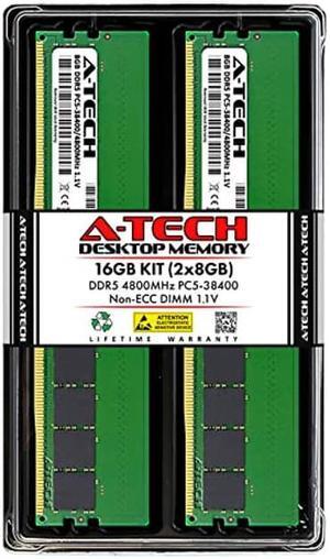 A-Tech 16GB (2x8GB) DDR5 4800 MHz UDIMM PC5-38400 CL40 DIMM 288-Pin 1.1V Desktop RAM Memory Modules