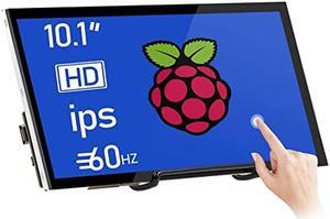 HMTECH Raspberry Pi Screen 10.1 Inch Touchscreen Monitor 1024x600 Portable HDMI Monitor 16:9 IPS Screen Display for Raspberry Pi 4/3/2/Zero/B/B+ Win11/10/8/7, Free-Driver