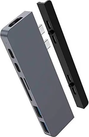 Hyper - New HyperDrive Duo 7-in-2 Hub - USB-C for MacBook Pro/Air - HDMI 4K60Hz HDR, USB-C 40Gbps 100W PD, USB-C 5Gbps 60W PD, MicroSD/SD 3.0 UHS-I 104MB/s, 2 x USB-A 5Gbps - Space Gray