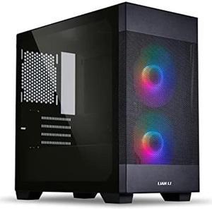 LIAN LI High Airflow Micro ATX PC Case, RGB Gaming Computer Case, Mesh Front Panel Mid-Tower Chassis with 2x140mm ARGB PWM Fans Pre-Installed, Tempered Glass Side Panel (LANCOOL 205M MESH, Black)