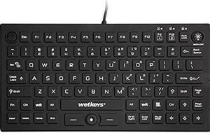 WetKeys Professional-Grade Mid-Size Rigid Silicone Waterproof Keyboard with Pointing-Device, Backlight and ON-Off Switch (USB) (Black) | KBWKRC89PB-BK