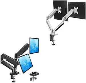 MOUNTUP Dual Monitor Stand - Adjustable Gas Spring Dual Monitor Mount, Monitor Desk Mount with C Clamp, Grommet Mounting Base, Monitor Arm for Computer Screen up to 27 Inch