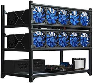 Kingwin Miner Rig Case Aluminum W/ 6, 8, or 12 GPU Mining Stackable Frame - Expert Crypto Mining Rack W/Placement for Motherboard - Air Convection to Improve GPU Cryptocurrency Test Bench PC Case