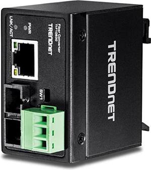TRENDnet - TI-F10S30 Hardened Industrial 100Base-FX Single-Mode SC Fiber Converter, TI-F10S30, (30 km, 18;6 Miles), IP40 Rated Housing Black