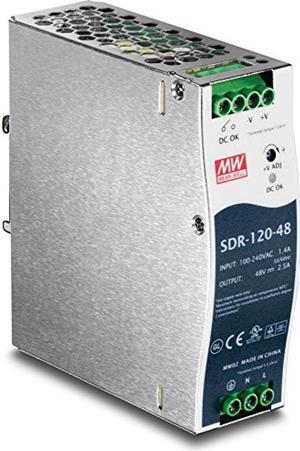TRENDnet 120 W Single Output Industrial DIN-Rail Power Supply, Extreme -25 to 70 degC (-13 to 158 degF) Operating Temp, Power Supply 120W, DIN-Rail Mount, Overload Protection, Silver, TI-S12048