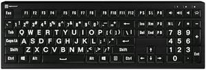LogicKeyboard ASTRA 2 Series XL Print PC Wired Backlit Keyboard, White on Black, US English
