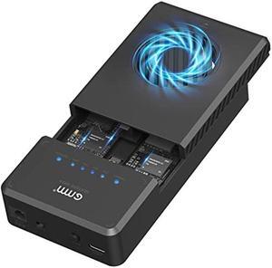 NVMe M.2 Duplicator Dual-Bay Clone Enclosure, Tool-Free USB to NVME Adapter with Cooling Fan, 10Gbps Docking Station NVMe Enclosure Support Offline Cloning and Duplicator for M2 2230/2242/2260/2280