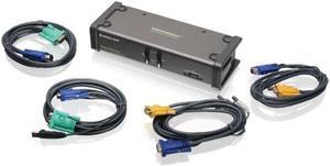 IOGEAR 2-Port Dual View KVM Switch with Audio and USB Peripheral Sharing, w/Full Set of Cables, (GCS1742 TAA Compliant)