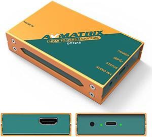 AVMATRIX UC1218 Video Capture Card with HDMI to USB 3.0-C for Live Streaming in 1080P60 for Online Conference Church Live Stream Online Teaching on OBS Vmix YouTube Zoom Teams Twitch PC/Mac