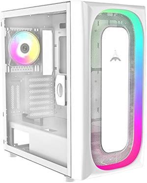 ALSEYE Ai-Pro White ARGB Mid-Tower E-ATX PC Gaming Case, Pre-Installed a Halo-Pro ARGB Fan, USB 3.0 Type-C Ports Contained