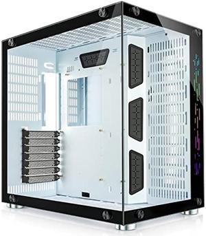 GIM ATX Mid-Tower Case White Gaming PC Case 2 Tempered Glass Panels & Front Panel RGB Strip Gaming Computer Case Desktop Case USB 3.0 I/O Port, Magnet Dust Filter, Water-Cooling Ready (White-Glass)