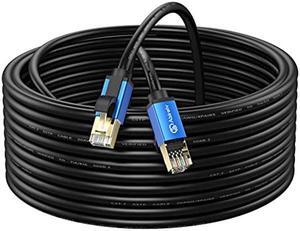 Abireiv Cat7 Ethernet Cable 325ft, Cat7 Outdoor Cable Triple Shielding SSTP 10Gbps 600MHz Ethernet Patch Cable for Modem Router LAN RJ45, UV/Water Proof, Direct Burial, PE Jacket