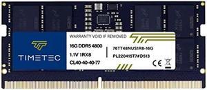 Timetec 16GB DDR5 4800MHz PC5-38400 Unbuffered Non-ECC 1.1V CL40 1Rx8 Single Rank 262Pin SODIMM Laptop Memory RAM Module Upgrade (16GB)