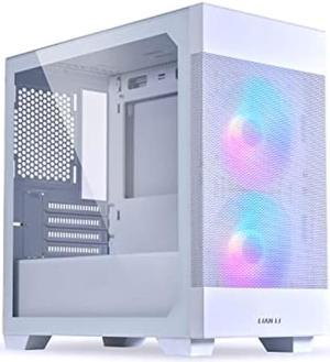 LIAN LI High Airflow Micro ATX PC Case, RGB Gaming Computer Case, Mesh Front Panel Mid-Tower Chassis with 2x140mm ARGB PWM Fans Pre-Installed, Tempered Glass Side Panel (LANCOOL 205M MESH, Snow)