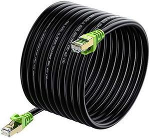 Outdoor Cat 7 Ethernet Cable 350ft, 26AWG Heavy-Duty Cat7 Networking Cord Patch Cable RJ45 Transmission Speed 10GbpsTransmission Bandwidth 600Mhz LAN Wire Cable SFTP Waterproof Direct Burial