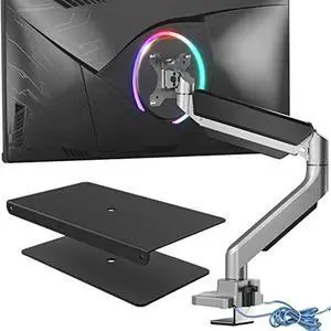 WALI Bundle - 2 Items: Single Monitor Stand Mount Arm and Steel Reinforcement Bracket