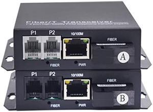 Primeda-tronic 2 Port Telephone and 100Mbps Ethernet Over Fiber Converters 1 Set - 2 Phone Lines POTS Over Fiber Optic,Single Mode 20Km and Multimode 500m, Support Called id, Ring and Fax