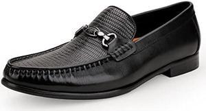 Men's Leather Penny Loafers, Driving Loafers Slip-on Classic Softsole Dress Shoes (Black), 10