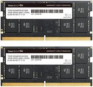 TEAMGROUP Elite SODIMM DDR5 32GB (2x16GB) 4800MHz (PC5-38400) CL40 Non-ECC Unbuffered 1.1V 262 Pin Laptop Memory Module Ram - TED532G4800C40DDC-S01