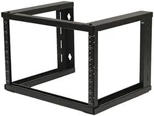NavePoint 6U Wall Mount Open Frame 19 Inch Server Equipment Rack Threaded 16 inch Depth Black
