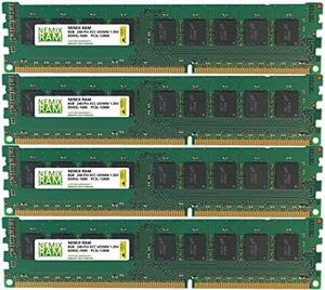 32GB (4x8GB) DDR3-1600MHz PC3-12800 ECC UDIMM 2Rx8 1.35V Unbuffered Server Memory by NEMIX RAM