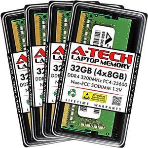 A-Tech 32GB (4x8GB) DDR4 3200 MHz SODIMM PC4-25600 (PC4-3200AA) CL22 Non-ECC Laptop RAM Memory Modules