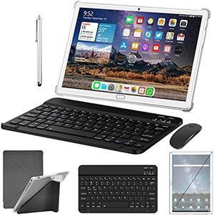 2 in 1 Tablet 10.1 Inch, Android 11.0 Tablets, 64GB/128GB ROM, Dual 4G Cellular with Keyboard, 18MP Camera, Octa-Core Processor, WiFi, GPS, Bluetooth, Google Certified Tablet PC(2023 Silver)