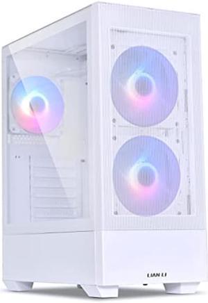 LIAN LI High Airflow ATX PC Case, RGB Gaming Computer Case, Mesh Front Panel Mid-Tower Chassis w/ 3 ARGB PWM Fans Pre-Installed, USB Type-C Port, Tempered Glass Side Panel (LANCOOL 205 MESH C, White)