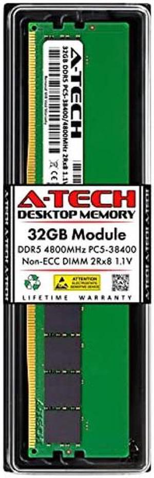 A-Tech 32GB DDR5 4800 MHz UDIMM PC5-38400 CL40 DIMM 288-Pin 2Rx8 1.1V Desktop RAM Memory Module