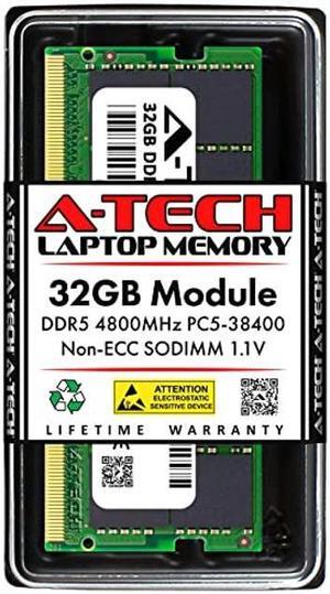 A-Tech 32GB DDR5 4800 MHz SODIMM PC5-38400 CL40 262-Pin 2Rx8 1.1V Laptop RAM Memory Module