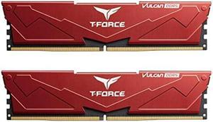 TEAMGROUP T-Force Vulcan DDR5 32GB (2x16GB) 5600MHz (PC5-44800) CL32 Desktop Memory Module Ram (Red) for 600 700 Series Chipset XMP 3.0 Ready - FLRD532G5600HC32DC01