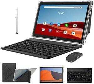 Tablet 2023 Newest 2 in 1 Tablet 10 inch Android Tablet 4G Cellular Tablet with Dual Sim Card Slot 4GB+64GB+512GB Expandable Storage Octa-Core 13MP Camera WIFI Tablet with Keyboard Mouse Stylus(Black)