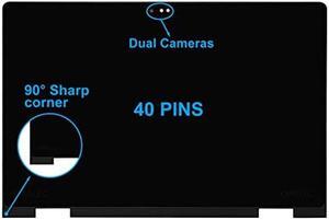 15.6" Screen Replacement for Dell Inspiron 15 5568 i5568 5578 i5578 5579 P58F P58F001 YM0K7 0YM0K7 0079Y 00079Y LCD Touch Screen 40 pins FHD 1920x1080 Digitizer Assembly (Dual Cameras)