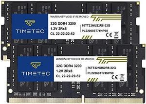 Timetec 64GB KIT(2x32GB) DDR4 3200MHz PC4-25600 Non-ECC Unbuffered 1.2V CL22 2Rx8 Dual Rank 260 Pin SODIMM Compatible with AMD and Intel Gaming Laptop Notebook PC Computer Memory RAM Module Upgrade
