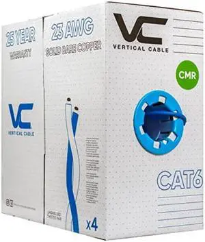 Vertical Cable Cat6, 550 MHz, UTP, 23AWG, Solid Bare Copper,1000ft, Bulk Ethernet Cable - 060 Series, Blue