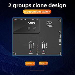 MAIWO K3015P Portable Dual Bay M.2 NVME Docking Station, Tool-Free Type-C10Gbps NVME SSD External Enclosure, with Offline Clone duplicator and System Copy Function.