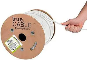 trueCABLE Cat6 Direct Burial, Gel Filled, 500ft, White, Waterproof, CMX, 23AWG Solid Bare Copper, 550MHz, PoE++ (4PPoE), ETL Listed, Unshielded UTP, Bulk Ethernet Cable