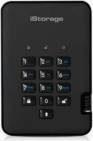 iStorage diskAshur2 HDD 1 TB | Secure Portable Hard Drive | Password Protected | Dust/Water-Resistant | Hardware Encryption