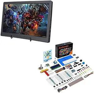 SunFounder Raspberry Pi Display 13.3 Inch IPS Portable Monitor with Super Starter Learning Kit V3.0 for Raspberry Pi Beginners