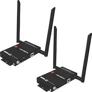 J-Tech Digital 1X2 Wireless HDMI Extender 200' Dual Antenna Supporting Full HD 1080p with HDMI Loop Output Operation Channel Change IR Passthrough (Receiver + Transmitter 1080P 200ft)