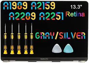 SEVEN PUPPY Screen Replacement for MacBook Pro A1989 A2159 A2289 A2251 2018 2019 2020 Year 13.3" Retina LCD Display Assembly EMC 3214 3358 3301 3456 3348 2560x1600 (Silver)