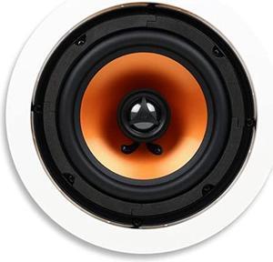 Micca M-6C 6.5 Inch 2-Way in-Ceiling Round Speaker for Whole House Audio, Home Theater, Indoor or Covered Outdoor Areas, 6.5" Woofer, 1" Silk Tweeter, 7.6" Cutout Diameter White, Paintable, Each