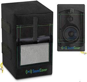 Two Compact Heavy Duty Black Speaker Covers for C-Bracket Mounted Outdoor Speakers - H 10.4" X W 6.7" X D 8.3" - Fits Yamaha, Polk, Herdio, Pyle 5.25" Speakers