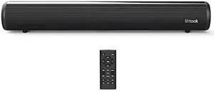 Littoak HDMI Sound Bar for TV, Bluetooth Small TV Soundbar Speaker, Optical/HDMI/Aux/Coax/USB/Bluetooth Connection for TV, PC, Projectors, Includes Remote Control, 16 inch