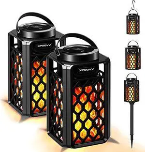 2 Pack Outdoor Bluetooth Speakers, Portable Led Flame Speaker Waterproof with Torch Atmosphere 10w Enhanced Bass for Patio Porch Garden Home Backyard Decor, Gifts for Men Women Couples Dads Moms