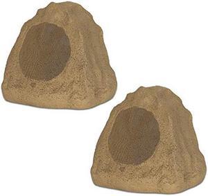 Theater Solutions 2R6S Outdoor Sandstone 6.5" Rock 2 Speaker Set for Deck Pool Spa Yard Garden