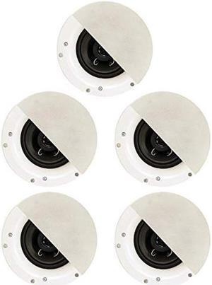 Acoustic Audio by Goldwood R192 Frameless in Ceiling/in Wall 5 Speaker Set 2 Way Home Theater Surround Speakers, White