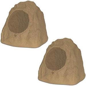 Theater Solutions 2R8S Outdoor Sandstone 8" Rock 2 Speaker Set for Deck Pool Spa Yard Garden