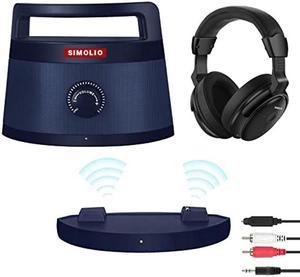 SIMOLIO 2.4G Wireless TV Speaker and Wireless TV Headset for Seniors, Elderly with Voice Highlighting